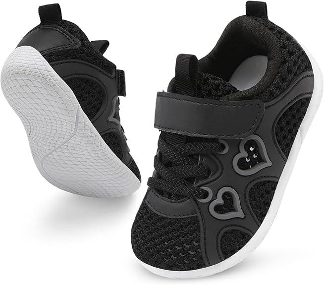 JIASUQI Toddler Shoes for Baby Girls Sneakers Barefoot Walking Shoes Running Tennis Shoes (Size 15.3 ( Black )
)