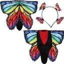 2 x Butterfly Costume for Adult Butterfly Wings Halloween Colorful Wings Costumes Funny Fancy Dress Cosplay (Orange and Blue)