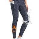 Willit Women's Fleece Lined Leggings Water Resistant Winter Pants Thermal High Waisted Yoga Hiking Running Tights Pockets Black Camo XXL