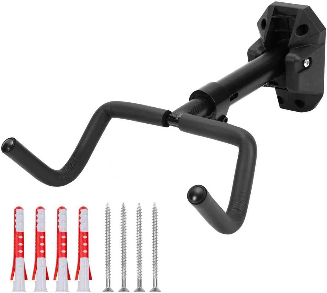 MaxxHaul 51184 Bike Wall Mount Rack 66 lb Capacity Adjustable 14.5 to 18.7 Length Steel & Nylon Indoor Horizontal Bicycle Storage Hanger with Installation Kit