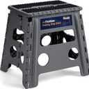 Flottian 13" Folding Step Stool for Adults and Kids Holds Up to 300 lbs,Non-Slip Folding Stools with Handle, Compact Plastic Foldable Step Stool for Bathroom,Bedroom, Kitchen Gray,1PC