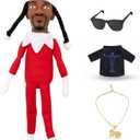 Christmas Plush Doll, Handmade Elf Hip Hop Doll - Christmas Decoration for Parties & Festivals (Red)