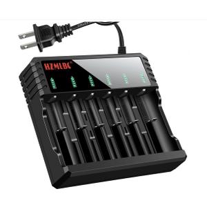 18650 Battery Charger Universal Smart Charger with LED Indicator for Flashlight Headlamp Batteries Compatible 3.7V Li-ion 26650 18500 14500 Rechargeable Batteries Charger (Only 6-Slot AC Charger)