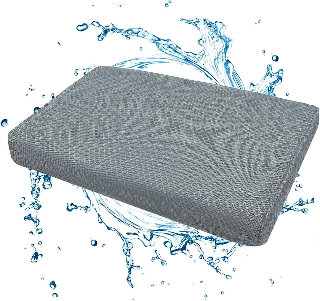 Shower Seat Cushion, Shower Chair Cushion for Transfer Benches in Bathtub, Cushion for Sauna, 3D Mesh Pad with Hook, Slip-Resistant, Design for Elderly, Senior, Handicap Disabled (Gray)