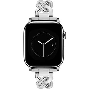 JR.DM Silver Watch Bands for Women Compatible with Apple Watch 38mm 40mm 41mm 42mm(S10/11) Adjustable Metal Cowboy Steel Single Chain Bracelet for iWatch Series 11/10/9/8/7/6/5/4 SE 3/2/1 (No Case)