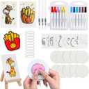 golmotas Magic Foam Texture Painting Kit - Round Shape Set with 20 Puffy Papers, 12 Markers, Water Brushes & Mini Display Easel for Kids DIY 3D Puff Art Craft Activities