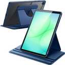 JETech Rotating Case for Samsung Galaxy Tab A11+/A11 Plus, 360 Degree Rotation Protective Stand Cover Clear Back, Multi-Angle Viewing, Auto Wake/Sleep (Navy)