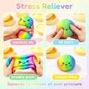 Rainbow Dumpling Fidget Toy with Steamer Box, Colorful Dumpling Stress Ball for Anxiety, Fun Surprise Baozi Bun Squishy Stress Relief Toys, Crazy Soft Dumpling Squeeze Toy for Kids and Adults Gifts