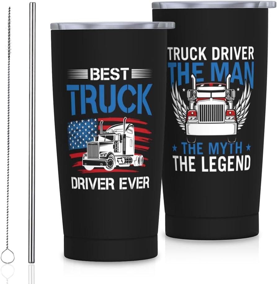 PIOYE Truck Driver Gifts for Men, Trucker Driver Tumbler 20oz, Truck Drivers Appreciation Gifts Stainless Steel Insulated Travel Coffee Mug Cup for Men Dad Husband Birthday Christmas Father's Day