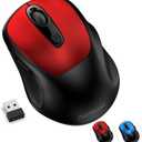 memzuoix Wireless Mouse, 2.4GHz Nano Receiver, 3 DPI Levels (800/1200/1600), 6 Buttons, Compatible with PC/Mac/Laptop - Red