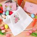 Breling 3 Pcs Easter Bunny Eggs Hand Towels for Bathroom 100% Cotton Happy Easter Bath Towel Decorations Soft Embroidered Home Decoration for Spring Gift Accessories, 13.3'' x 29''