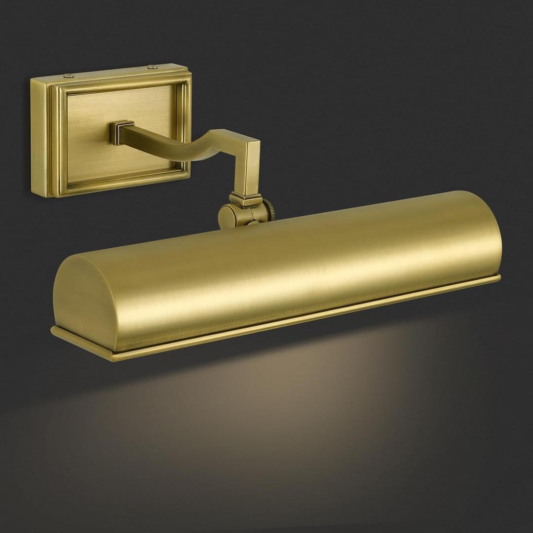Modern 12in Brass Picture Lights for Wall Hardwired, Gold Picture Light Adjustable Picture Frames Lights Wall Sconce for Painting, Artwork, Gallery, Bookshelves Includes Bulbs Modern 12in Brass Picture Lights for Wall Hardwired, Gold Picture Light Adjustable Picture Frames Lights Wall Sconce for Painting, Artwork, Gallery, Bookshelves Includes Bulbs