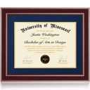 Minesaxel 16x20 Diploma Frames 12x15 with Blue Mat - Cherry Red Wood Finish | Shatter-Resistant Glass | for Wall Mounting | Gift for Graduations & Professional Certificate (1 Pack)