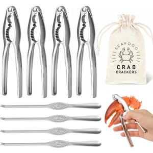 8 Pcs Lobster Crackers and Picks Set, Crab Leg Cracker Tools, Stainless Steel Seafood Crackers & Forks Nut Cracker Set
