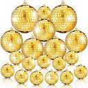 15 Pcs Disco Balls Reflective Disco Ball Decorations Hanging Disco Ball Ornament Different Sizes Mirror Ball for Home Decor, Party, Club (Gold)