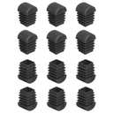 uxcell 0.8 x 0.8 Inch Square Plastic Plug, 28 Pcs Black Pipe Tubing End Cap Plastic Plug Cap Insert Glide Insert for Metal Tubing Fence Table Chairs Furniture, Black