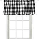 2 Pack Black White Buffalo Check Plaid Window Valances Farmhouse Design Country Curtains Checkered Curtains for Living Room Bedroom Kitchen 55 x 15 Inches Length