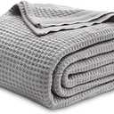 Blankets for Bed - Waffle Weave Blankets for Summer, Lightweight and Breathable Soft Woven Blanket for Spring 90x176 In