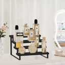 YINMIT Wooden Display Riser Stand, Tiered Perfume and Cologne Organizer Stand, 4 Tier Spice Rack Organizer, Rustic Display Shelf for Candles (4 Tier,Black)