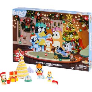 Bluey Advent Calendar Pack Toys for Girls and Boys, 24 Days of Surprises, Kids 2025 Advent Calendar w/Accessories, Stickers & Mini Christmas Tree