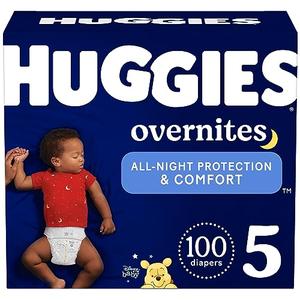 Huggies Size 5 Overnites Baby Diapers: Overnight Diapers, Size 5 (27+ lbs), 100 Ct (2 Packs of 50), Packaging May Vary