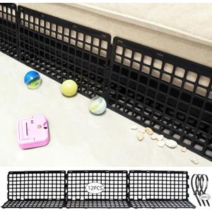 12 Pcs Under Couch Blocker for Bed Adjustable Furniture Plastic Under Bed Blocker with 30 Ties Black Couch Barriers for Dogs Pets Cats (Style 1)