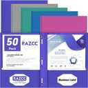 Two Pocket Folders, RAZCC 50 Pack Two Pocket with Prongs, 3 Prong Pocket Folders Letter Size, Paper Folders with Prongs for School Office Home Business, Assorted 5 Colors
