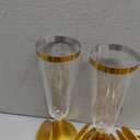 50 Pcs Plastic Champagne Flutes Disposable Champagne Glasses Bulk 5.5 oz Clear Mimosa Cocktail Cups with Rim Detachable Glasses for Wedding Party Birthday Anniversary(Gold, Clear)