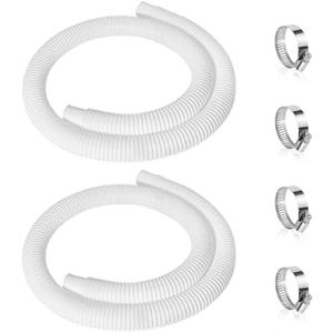 2 Pcs 1.25" Pool Hose, 59" Long Accessory Pool Pump Replacement Hoses, Compatible with All Above Ground Pool Filter Pumps that Use 1 1/4 Diameter Hoses, White