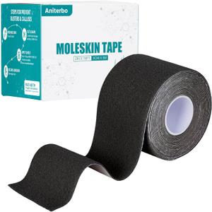 Moleskin for Blisters Adhesive Moleskin for Feet 2in x 16ft Moleskin Tape Roll for Hiking and Running Black