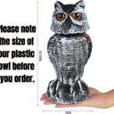 Hausse 3 Pack Bird Scarecrow Fake Horned Owl Decoy, Rotating Head Plastic Owl Bird Deterrents, Nature Enemy Horned Pest Repellent for Outdoor Garden