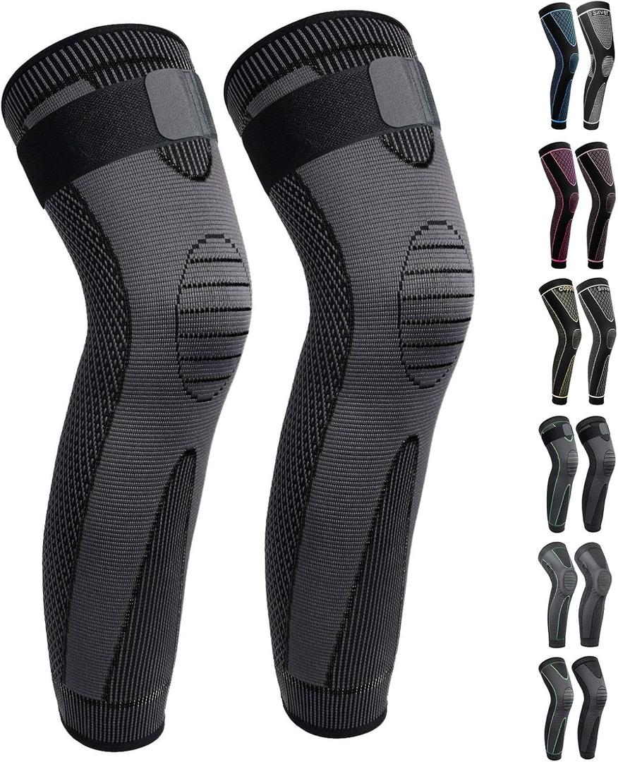 Full Leg Sleeves Long Compression Leg Sleeve Knee Sleeves Protect Leg, for Man Women Basketball, Arthritis Cycling Sport, Size Large