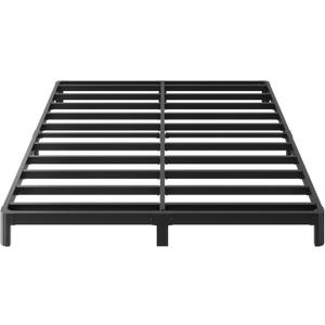 6 Inch Full Bed Frame Low Profile No Box Spring Needed, Heavy Duty Full Size Metal Platform Bed Frame with Rounded Corner Legs, Easy Assembly, Noise Free, Black