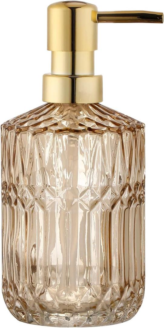 Soap Dispenser with Pump, Refillable Liquid Hand Soap Dish Soap Dispensers for Bathroom Counter, Kitchen Sink (Amber)