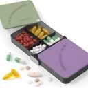 3 x Daily Medicine Pill Organizer for Travel - Small Pill Case for Pocket with Rotating Lids, Portable Pill Box with 8 Compartments for Fish Oils, Vitamins and Supplements, Black