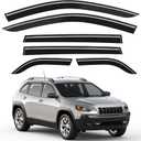 6pcs Out-Channel Window Rain Guards Fit for Jeep Cherokee 2014-2023, Extra Durable Window Visors Vent Visors Vent Shades Wind Deflector Dark Smoke Car Tape-on 6-pcs with Thicker