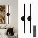 Black Battery Operated Wall Sconces Set of 2 360 Rotate Dimmable LED Wall Lamps 19.6 Inch Wireless Rechargeable Wall Lights with Remote Control
