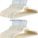 Amazon Basics Slim Velvet Non-Slip Space Saving Suit Clothes Hangers for Closet Organization, Ivory/Beige, 100-Pack, Pack of 100