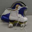 Roller Skates for Men and Women, Black Derby Roller Skates with 4 Shiny Wheel, Classic Double-Row Roller Skates for Indoor and Outdoor (White, 7 Women/6 Men)