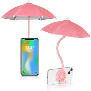 Phone Umbrella for Sun, Universal Adjustable Umbrella Phone Shade with Strong Suction Cup, Outdoor Anti-Reflective Glare Blocking Cell Phone Sun Shade, Applicable to All Smartphones