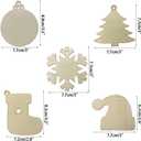 Anditoy 50 PCS Christmas Wooden Hanging Ornaments Unfinished Wood Slices Christmas Crafts for Kids DIY Christmas Decorations Party Supplies Favors