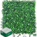 Grooy 16PCS Grass Wall Panel with Flowers, 20x20inch Artificial Boxwood Panels, Grass Backdrop Wall, Privacy Hedge Screen, UV Protected Greenery Wall for Outdoor Garden and Indoor Home Wedding