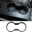 Car Water Cup Holder Frame Decoration for Ford Mustang Accessories 2015 2016 2017 2018 2019 2020 2021 2022 2023, Interior Accessories，Black Carbon Fiber