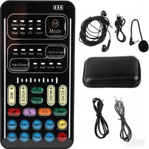 I9 Voice Changer Set, Sound Card for Live Streaming, Portable Voice Modulator, 8 Voice Effects, Compatible with PC, PS5, Xbox, Switch, Android & iOS
