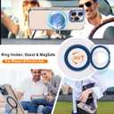 for iPhone 16 Pro Clear MagSafe Case with 360 Rotatable Magnetic Stand Ring [16ft Protection] Scratch Resist Anti Yellow Slim Transparent Case 1 Screen Protector for iPhone 16 Pro 6.3"(Blue)