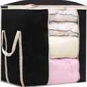 MISSLO King Comforters Storage Bag 120L for Blankets Clothes Sweaters Beddings Organizer with Reinfored Handles Non-Metal Fabric Storage Bin Organizer, Black