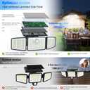daphino 2500LM Solar Lights Outdoor with Motion Sensor,3 Head 270 Wide Angle Street Area Lights, IP65 Waterproof Security Lighting with 3 Modes(Non-Remote,2 Pcs)