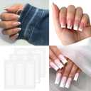 French Manicure Strips Nail Art Stickers French Tip Nail Stickers Self-Adhesive Nails Tips Guides for Women Manicure DIY Decoration Stencil Tools (3 Moon Shape Design,24 Sheets,792 Pieces)