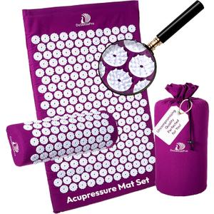 Acupressure Mat & Pillow Set - Acupressure Therapy for Back and Neck Pain Relief, Sciatica, and Pressure Point Aches Ideal Acupuncture Mat for Sleeping Aid & Recovery (Purple)