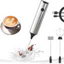 YARRAMATE Rechargeable Milk Frother Wand Handheld, 3 Speed Adjustable Electric Drink Mixer with 2 Whisks, Stainless Steel Stirrer for Coffee, Lattes, Protein Shakes, Matcha, Egg